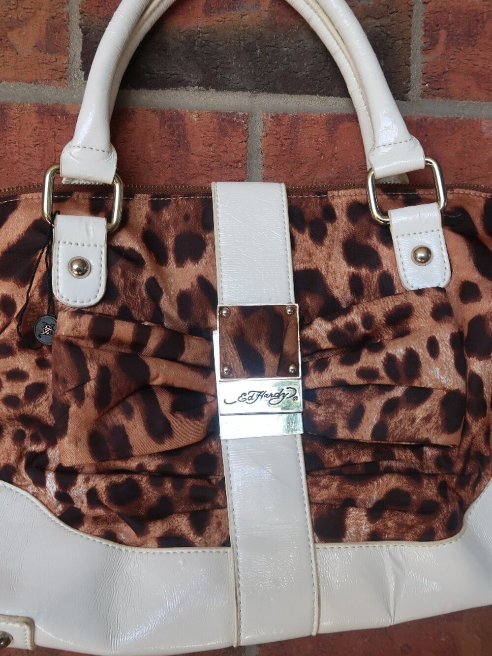 Y2K Ed Hardy Leopard Print Shoulder Bag Purse